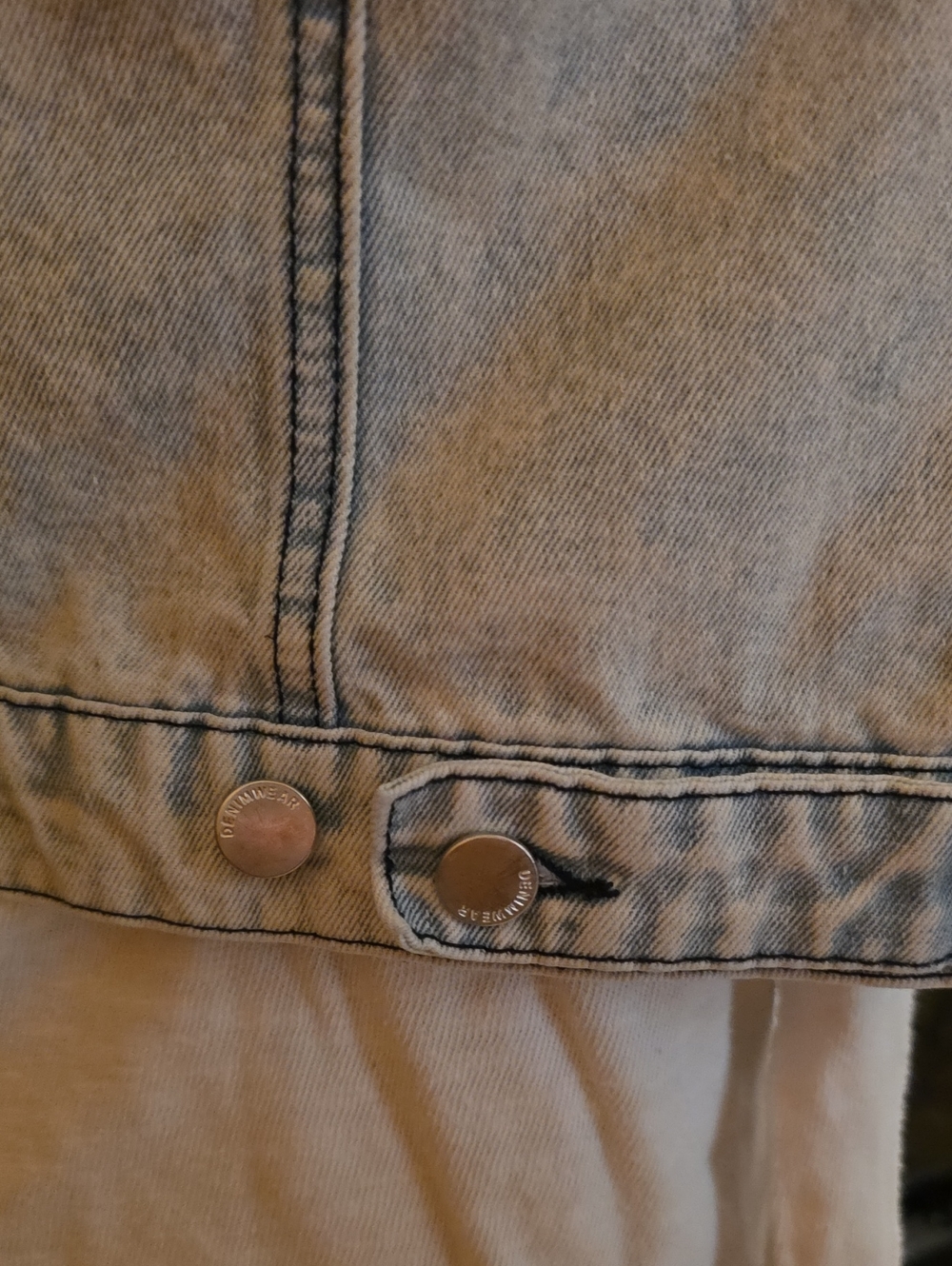 HAND CRAFTED Jacket UPCYCLED Blue Denim Embroidered Cat Glasses Tee Size Small - Picture 14 of 15
